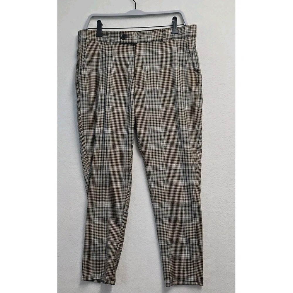 Boohoo Man Mens Size 32X26 Skinny Fit Dress Pants Plaid Geometric Inseam Altered